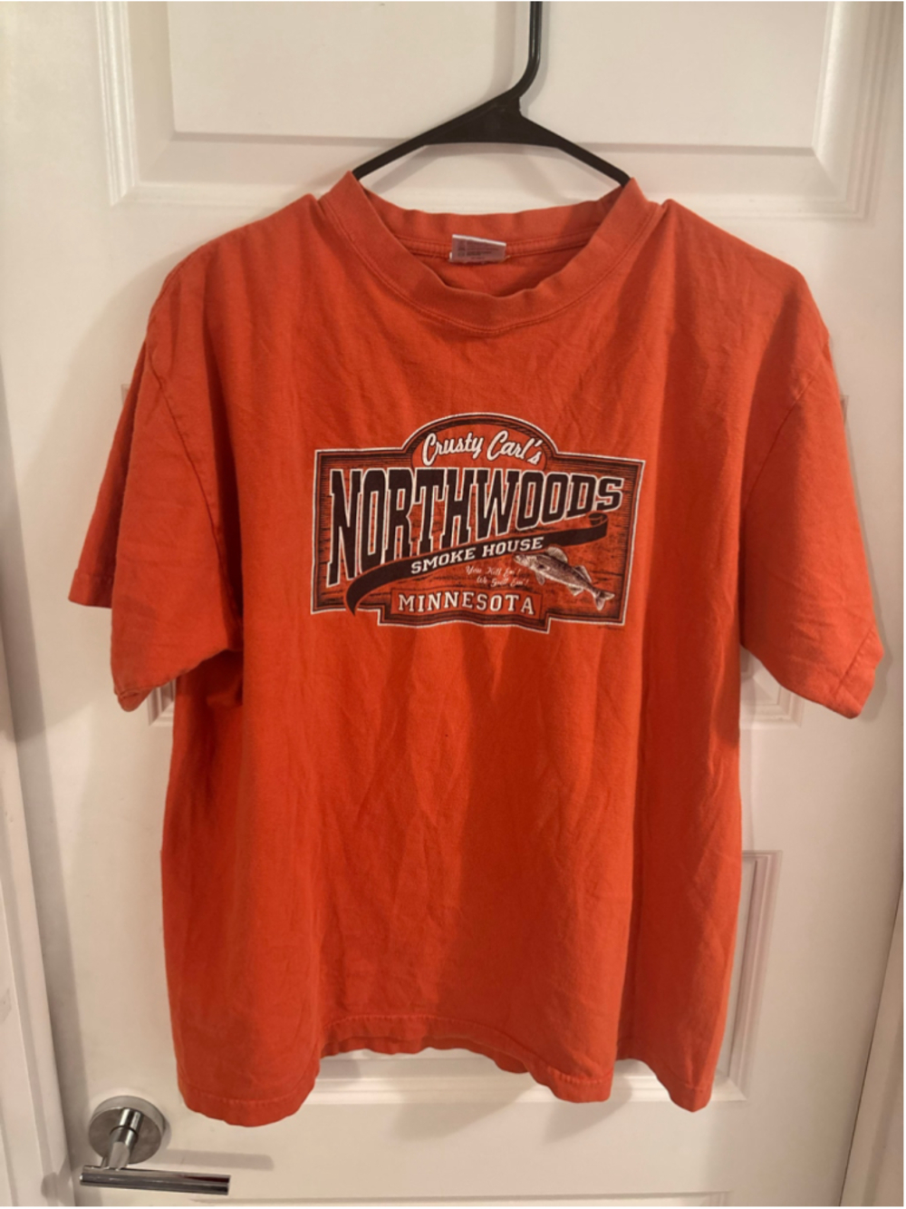 Vintage Y2K Minnesota T Shirt Mens Medium Perrin Northwoods Smoke House Orange